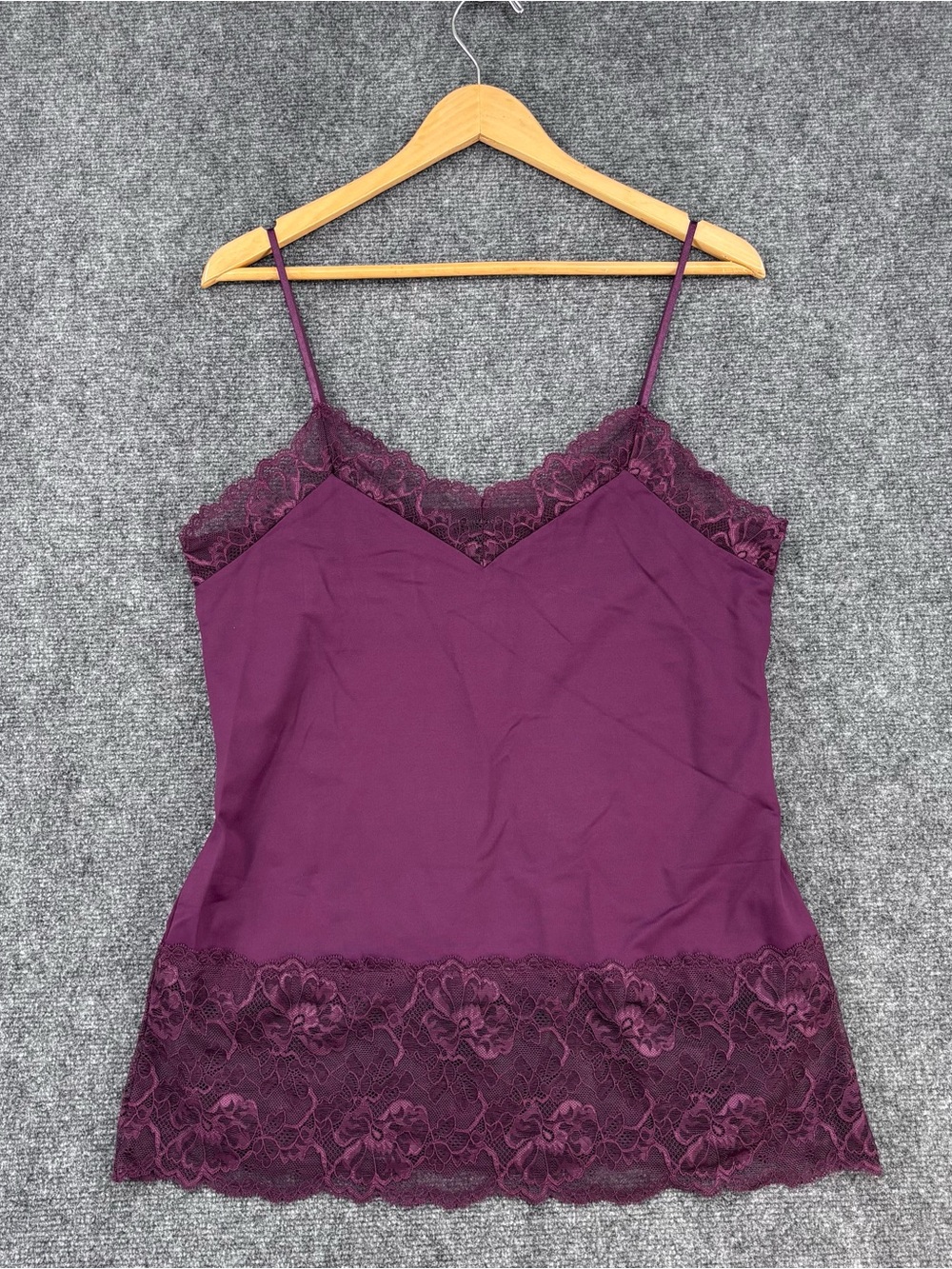 NWT White House Black Market Plum Purple Lace Trim Cami Women’s XL Y2K Grunge